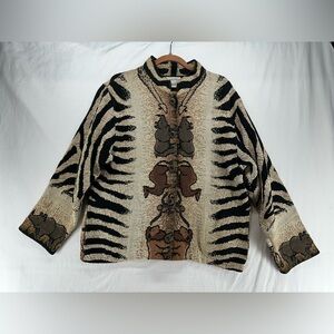 Sugar Street Weavers Tapestry Cardigan‎ Jacket Safari Jungle Animal Print Medium
